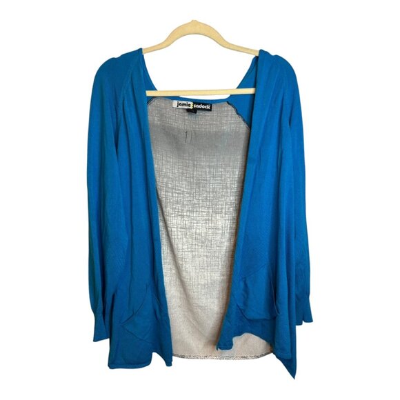 Jamie Sadock Sweater Women's Size 2X Open Front Cardigan Blue Black - Picture 1 of 3